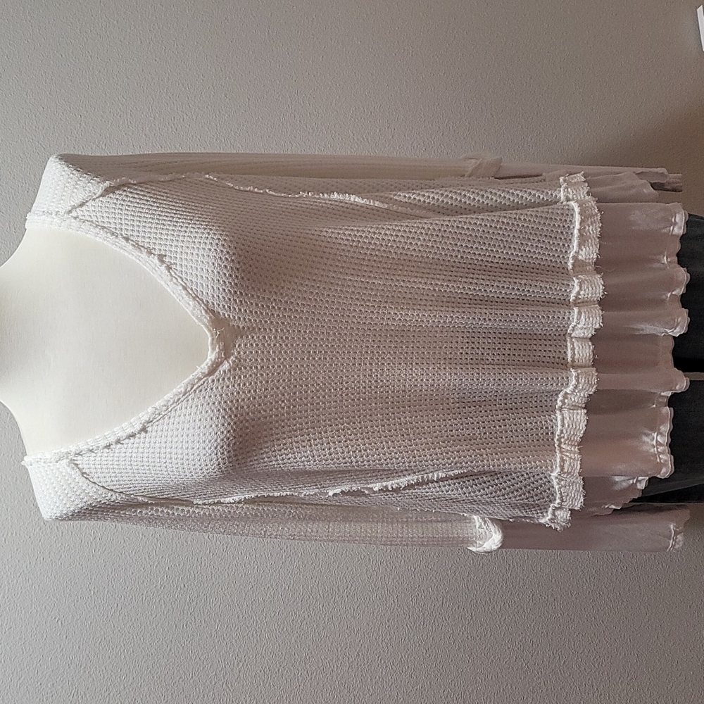 We The Free Free People Womens Extra Small Bohemian Casual V-Neck Waffle Top - Picture 12 of 12